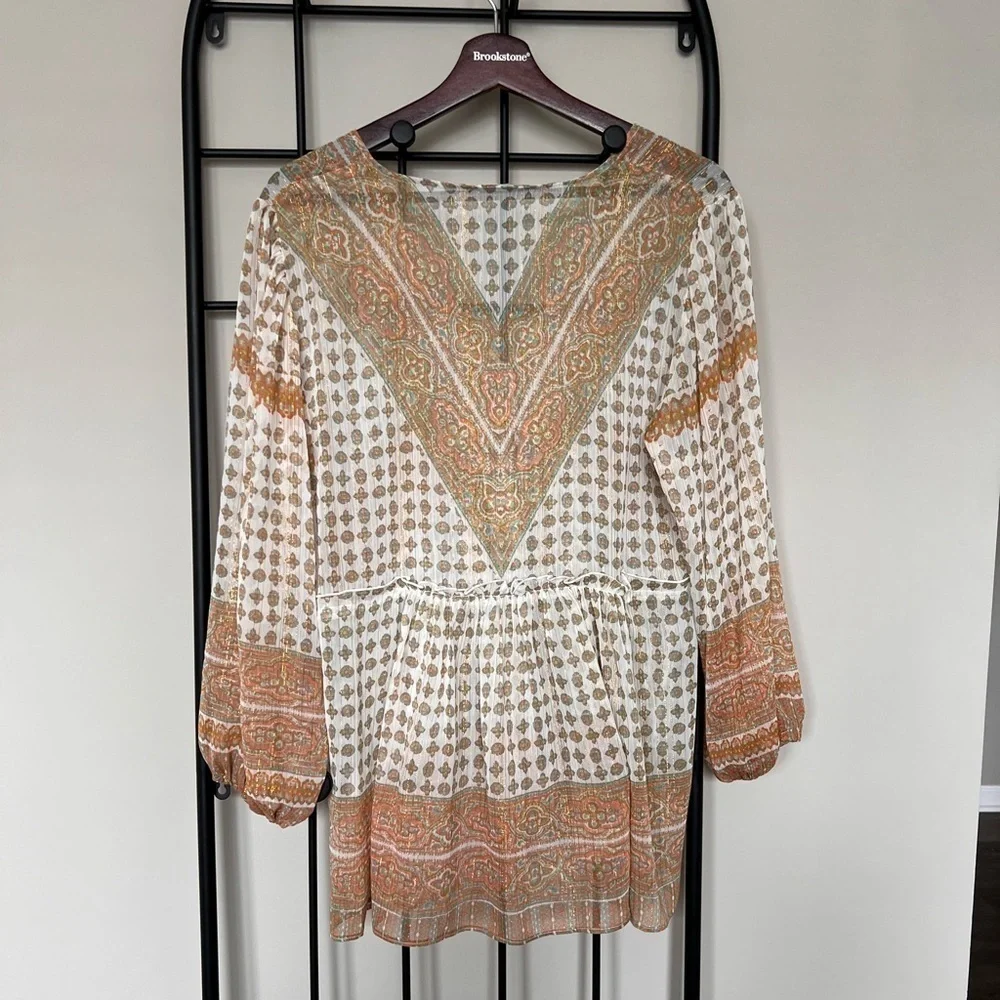 Gorgeous Sheer Boho Lurex Top Sz M - Picture 4 of 7